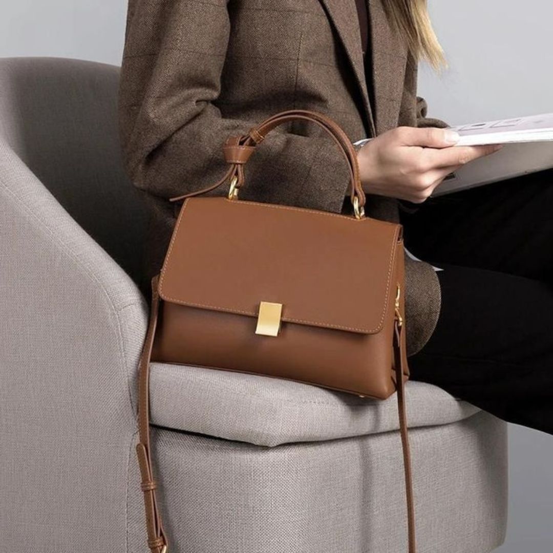 Elegant Brown Leather Tote Bag