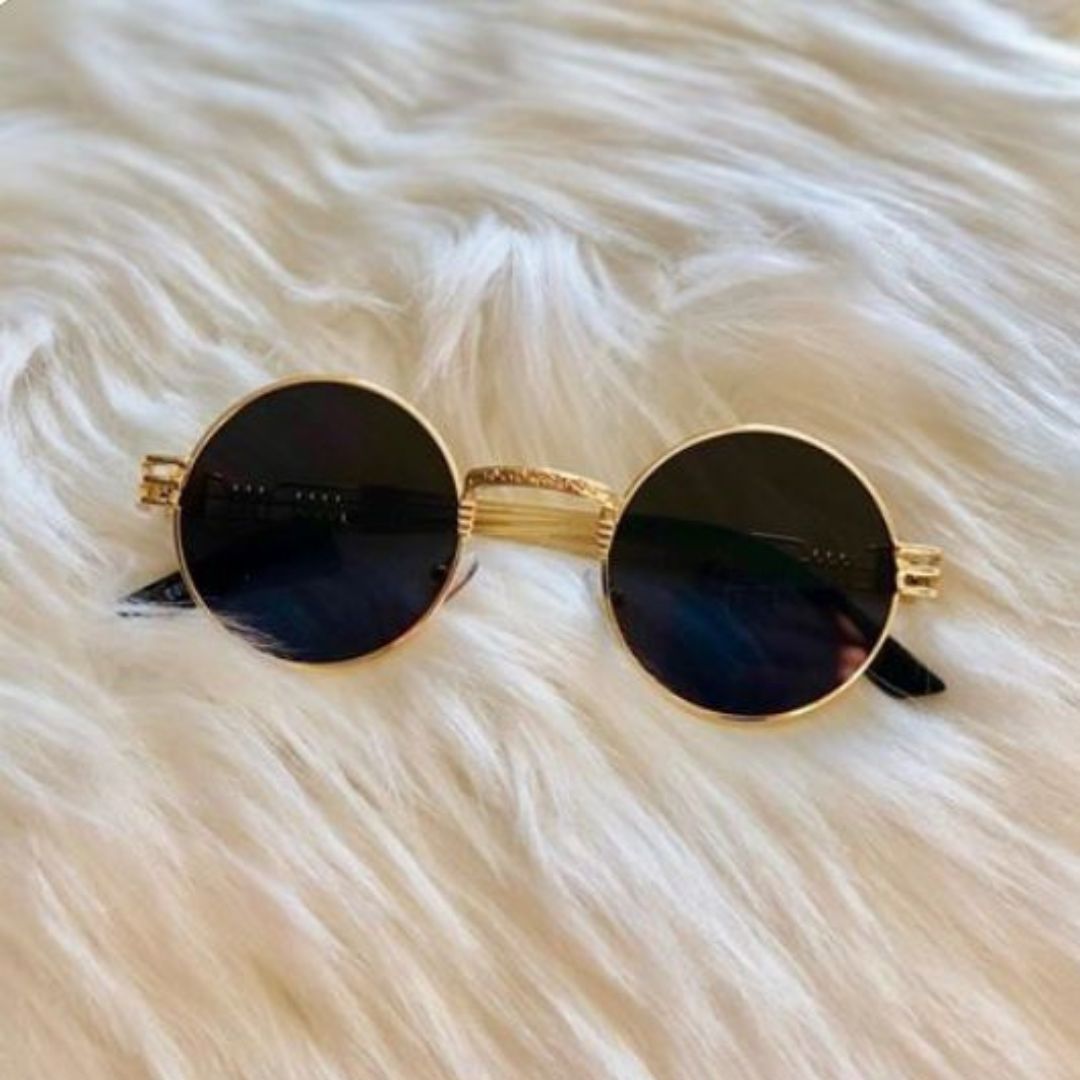 Golden Aura Round Metal Sunglasses