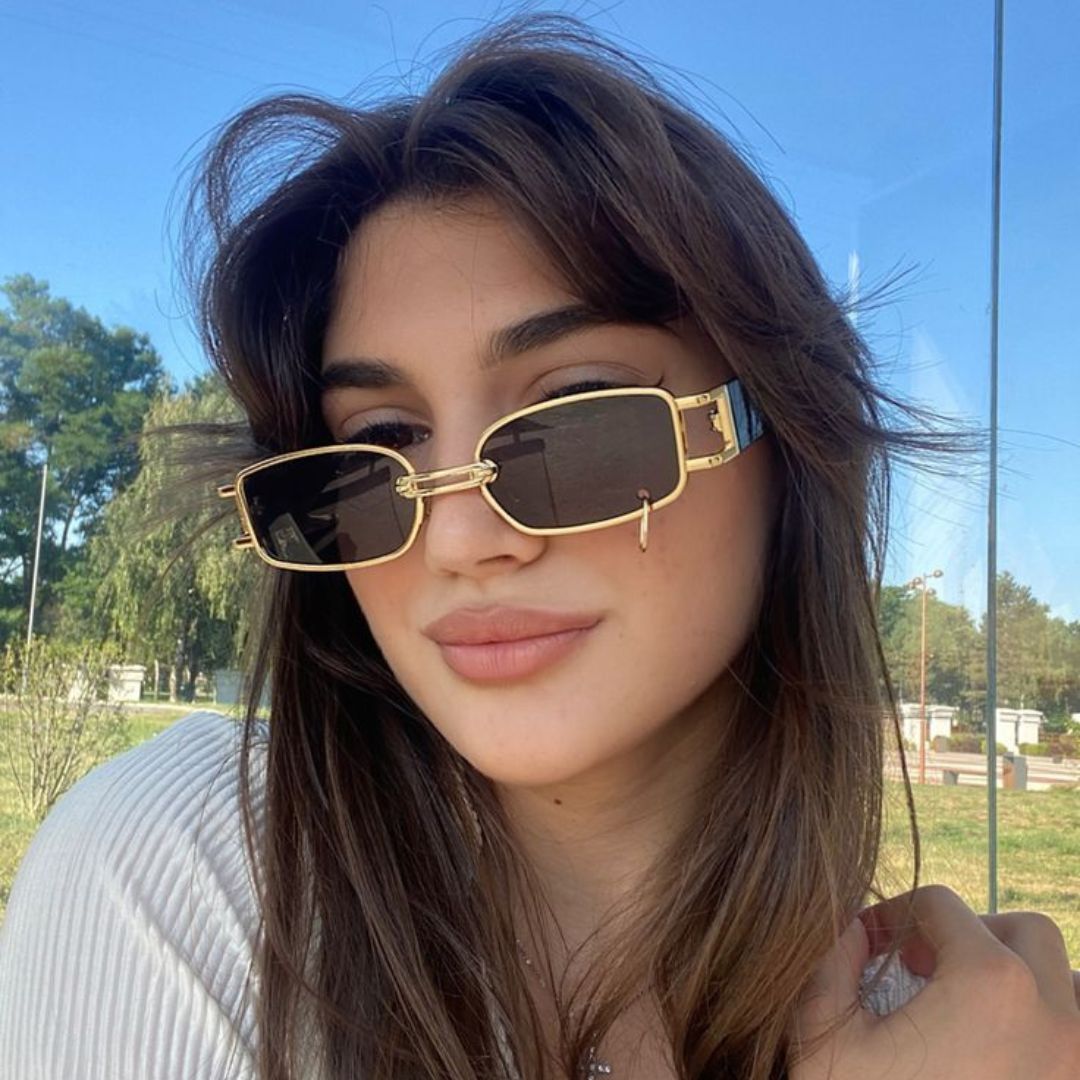 Rose Gold Square Glam Sunglasses